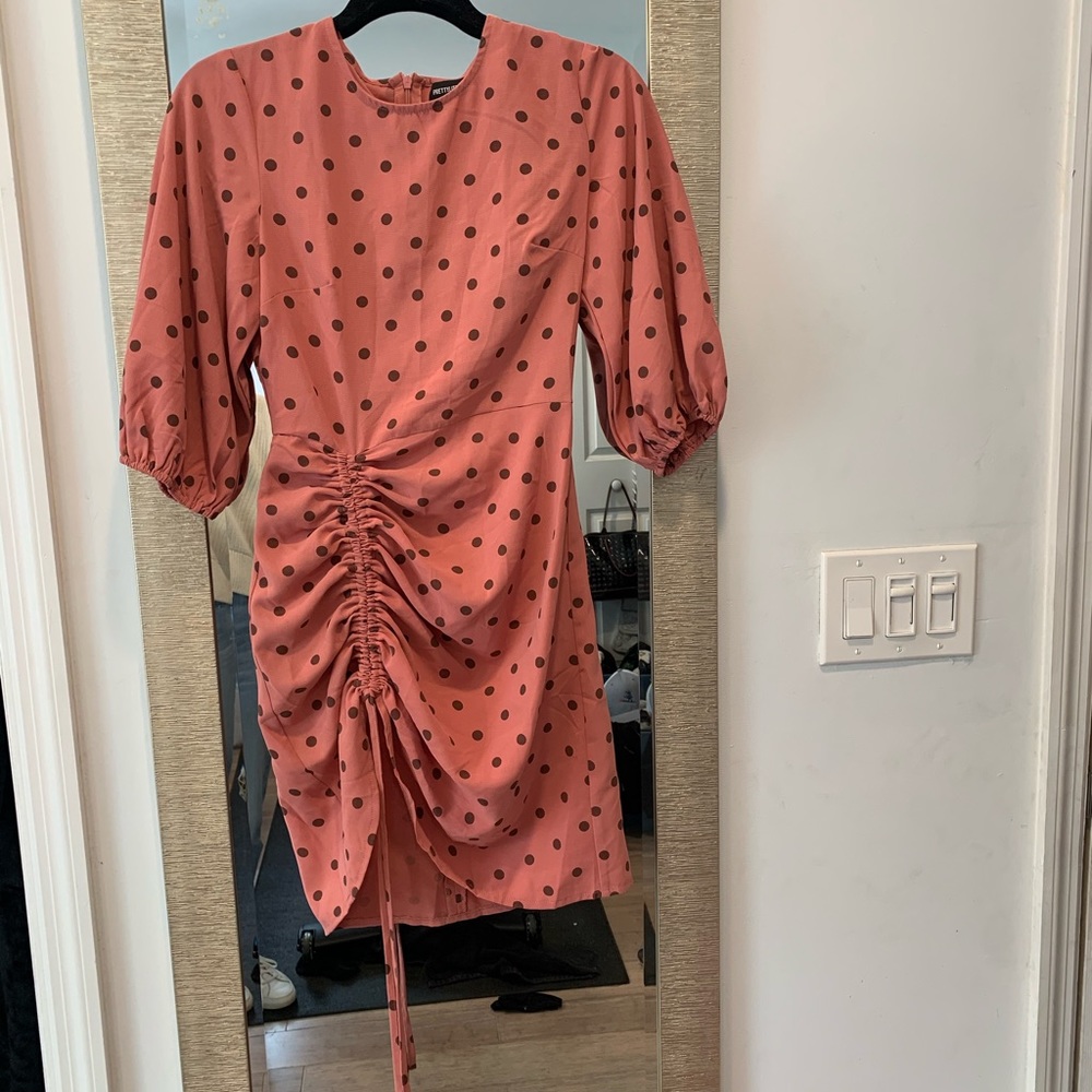 Balloon sleeve polka dot dress